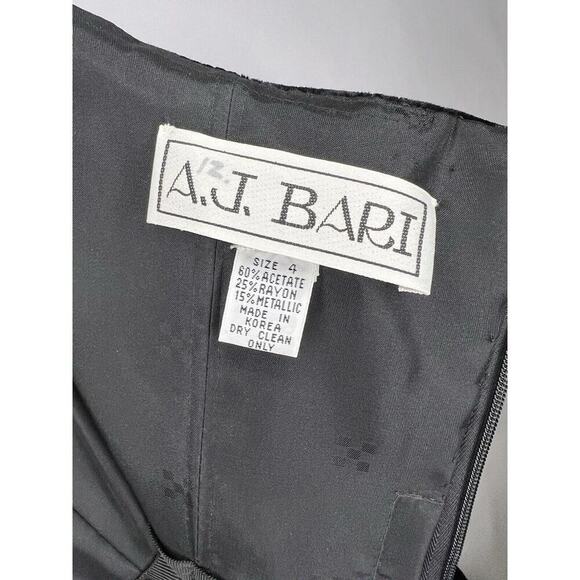 AJ Bari Black Gold Metallic Velvet Strapless Cocktail Party Dress 80s NWT - Picture 11 of 11